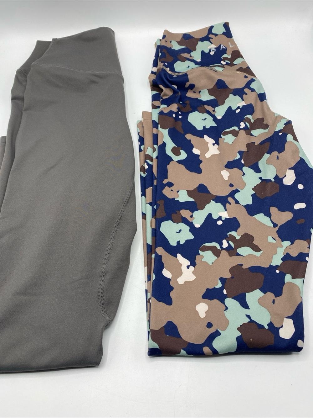 Balance Athletica Yoga Pants Small High Waisted Gray Blue Camo Gym CrossFit  2
